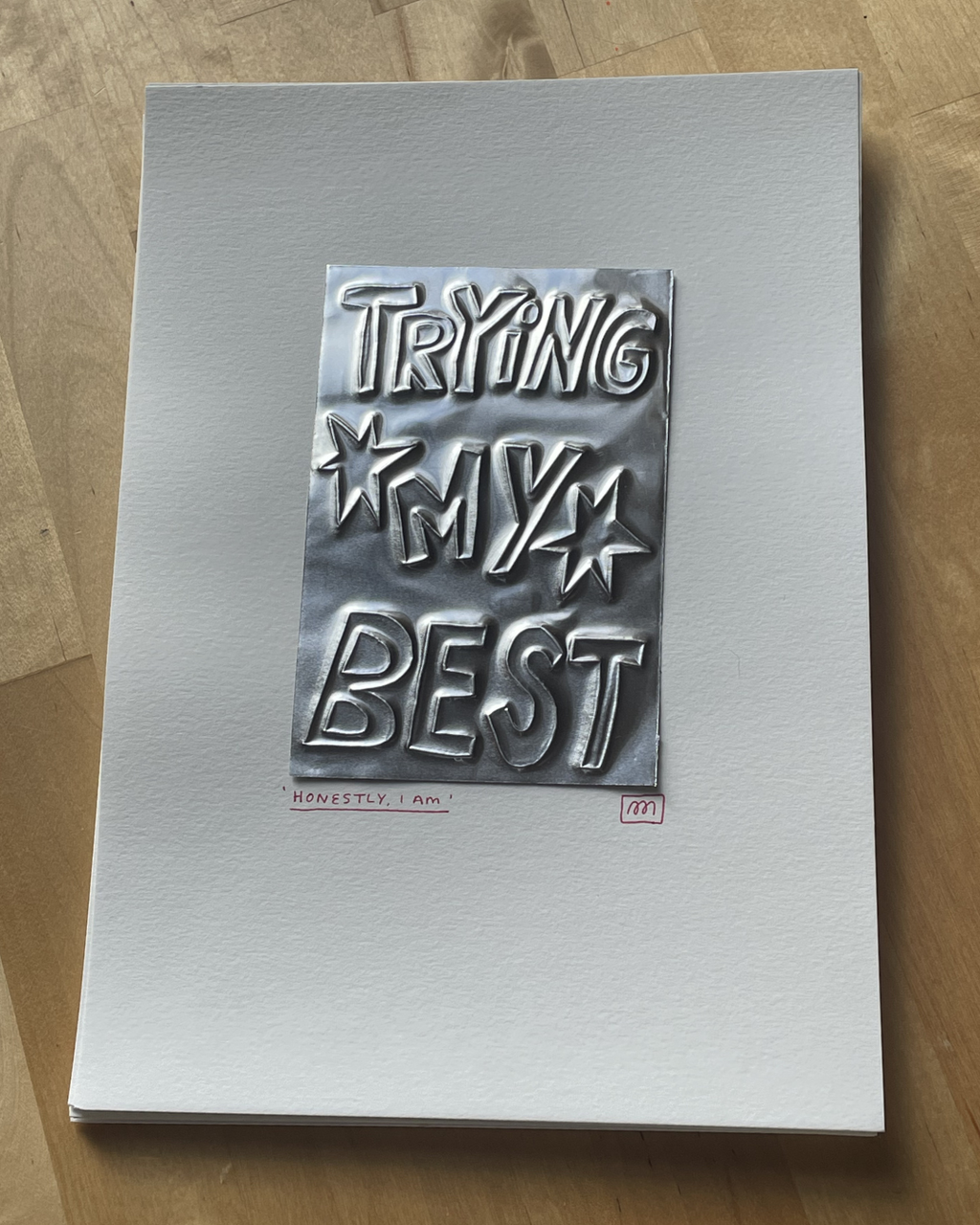 'Trying My Best' A4 Embossing